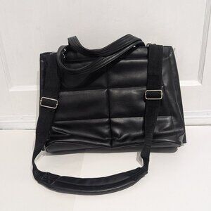 Totes Brand Black Faux Leather Tote Shoulder Strap Large Bag Quilted Front